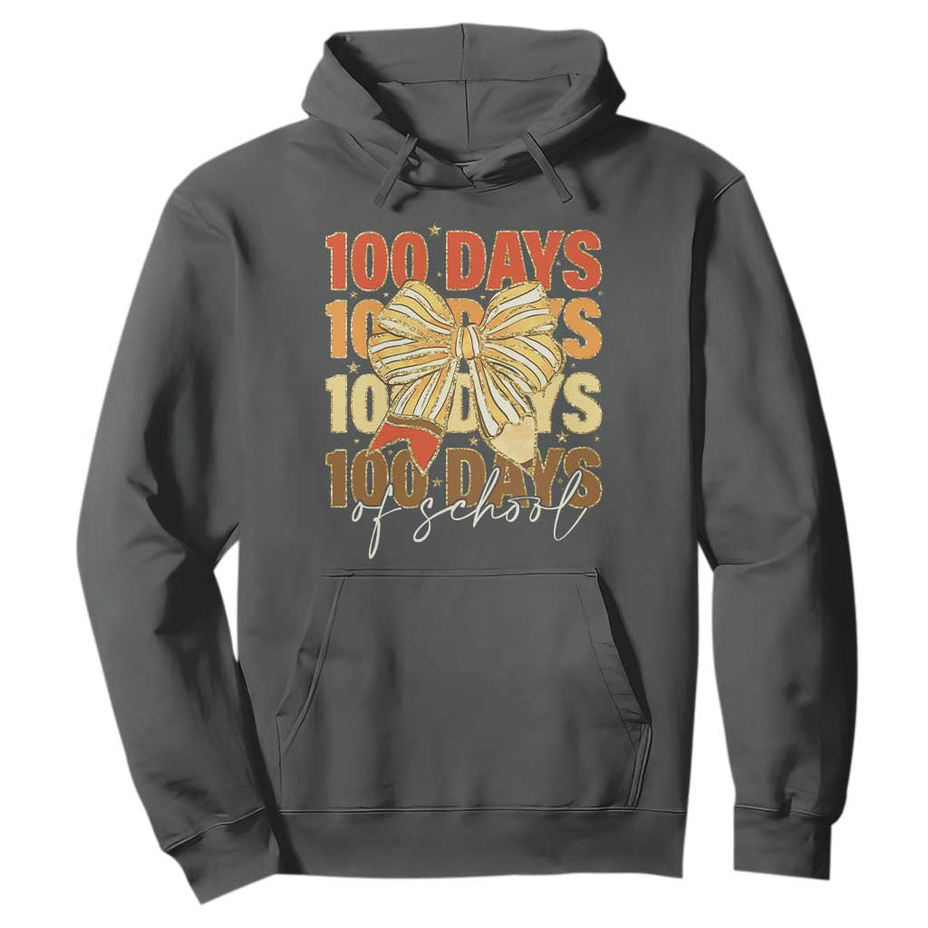 100 Days Of School Coquette Pencil Bow Hoodie TS11 Dark Heather Print Your Wear