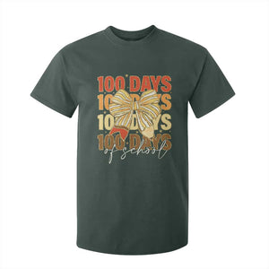 100 Days Of School Coquette Pencil Bow T Shirt For Kid TS11 Dark Forest Green Print Your Wear