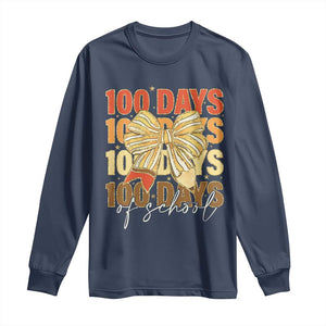 100 Days Of School Coquette Pencil Bow Long Sleeve Shirt TS11 Navy Print Your Wear