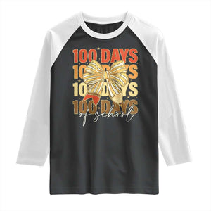 100 Days Of School Coquette Pencil Bow Raglan Shirt TS11 Black White Print Your Wear