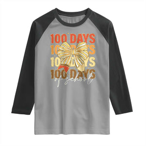 100 Days Of School Coquette Pencil Bow Raglan Shirt TS11 Sport Gray Black Print Your Wear