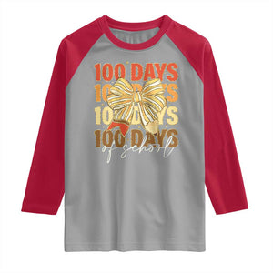 100 Days Of School Coquette Pencil Bow Raglan Shirt TS11 Sport Gray Red Print Your Wear