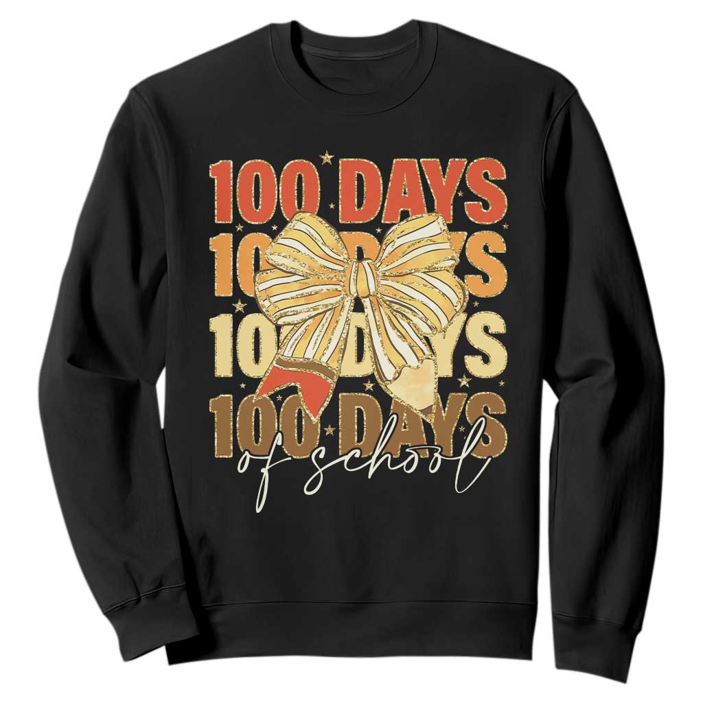 100 Days Of School Coquette Pencil Bow Sweatshirt TS11 Black Print Your Wear