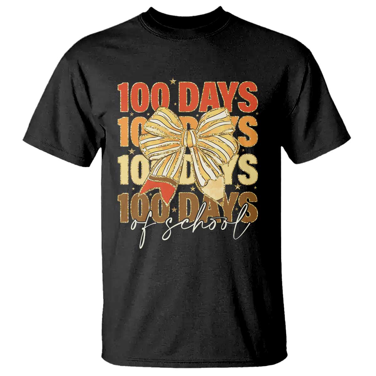 100 Days Of School Coquette Pencil Bow T Shirt TS11 Black Print Your Wear