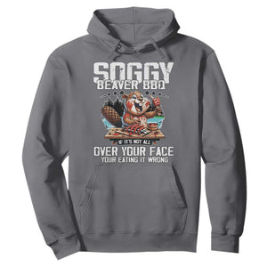 Funny Beaver Grilling Hoodie Soggy Beaver BBQ It's Not All Over Your Face TS11 Charcoal Print Your Wear