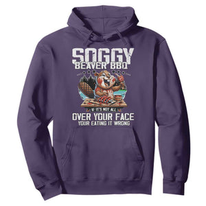 Funny Beaver Grilling Hoodie Soggy Beaver BBQ It's Not All Over Your Face TS11 Purple Print Your Wear