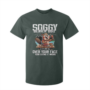 Funny Beaver Grilling T Shirt For Kid Soggy Beaver BBQ It's Not All Over Your Face TS11 Dark Forest Green Print Your Wear