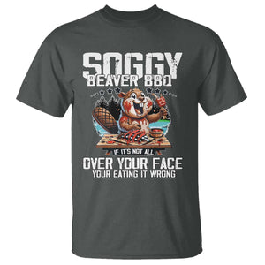 Funny Beaver Grilling T Shirt Soggy Beaver BBQ It's Not All Over Your Face TS11 Dark Heather Print Your Wear