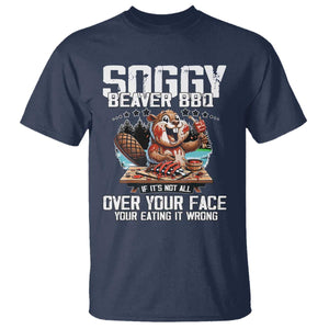 Funny Beaver Grilling T Shirt Soggy Beaver BBQ It's Not All Over Your Face TS11 Navy Print Your Wear