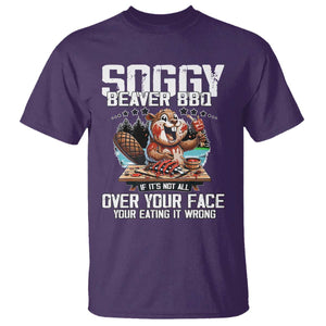 Funny Beaver Grilling T Shirt Soggy Beaver BBQ It's Not All Over Your Face TS11 Purple Print Your Wear