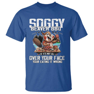 Funny Beaver Grilling T Shirt Soggy Beaver BBQ It's Not All Over Your Face TS11 Royal Blue Print Your Wear