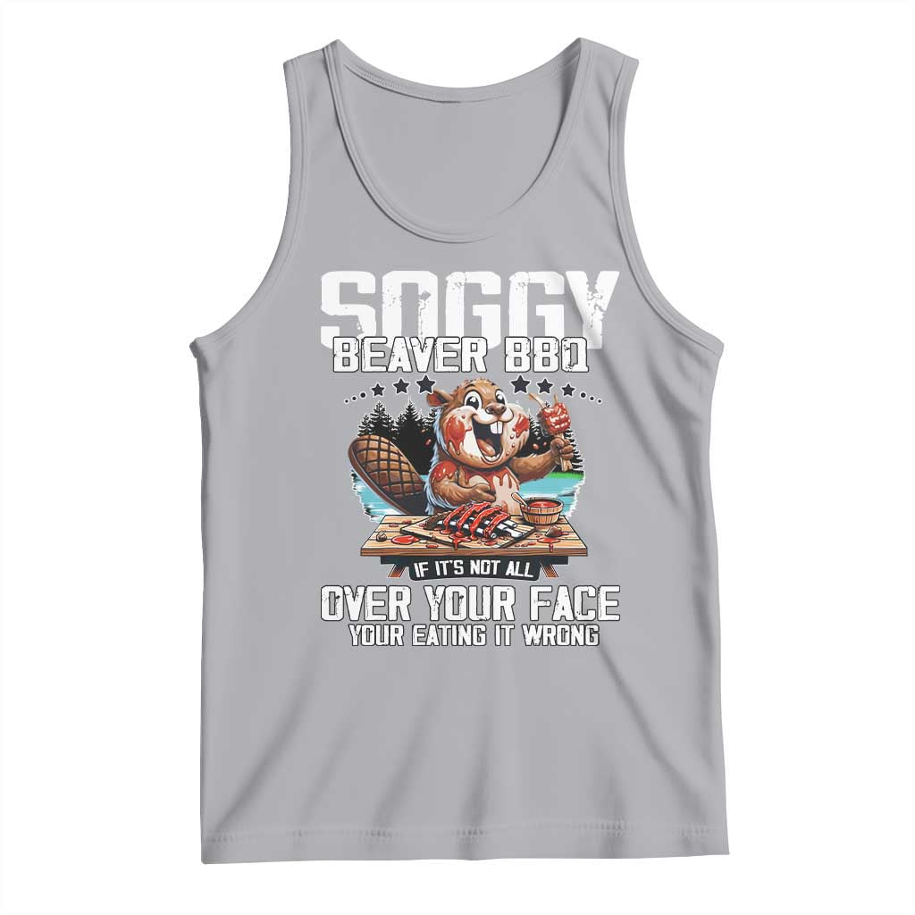 Funny Beaver Grilling Tank Top Soggy Beaver BBQ It's Not All Over Your Face TS11 Athletic Heather Print Your Wear