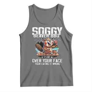 Funny Beaver Grilling Tank Top Soggy Beaver BBQ It's Not All Over Your Face TS11 Black Heather Print Your Wear