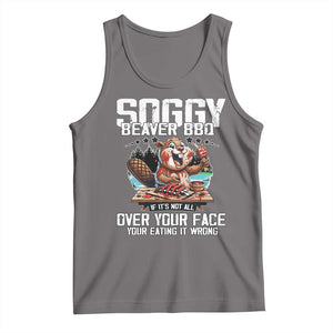 Funny Beaver Grilling Tank Top Soggy Beaver BBQ It's Not All Over Your Face TS11 Deep Heather Print Your Wear