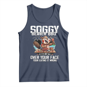 Funny Beaver Grilling Tank Top Soggy Beaver BBQ It's Not All Over Your Face TS11 Navy Print Your Wear