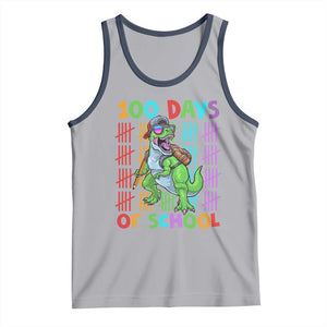 Funny 100 Days Of School T-Rex Dinosaur Tank Top TS11 Athletic Heather Navy Print Your Wear