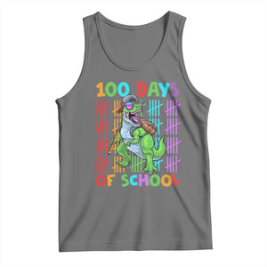 Funny 100 Days Of School T-Rex Dinosaur Tank Top TS11 Black Heather Print Your Wear