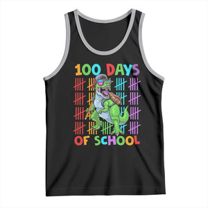 Funny 100 Days Of School T-Rex Dinosaur Tank Top TS11 Black Athletic Heather Print Your Wear