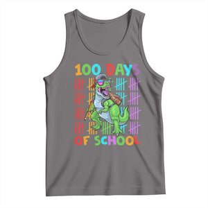 Funny 100 Days Of School T-Rex Dinosaur Tank Top TS11 Deep Heather Print Your Wear