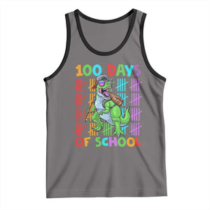 Funny 100 Days Of School T-Rex Dinosaur Tank Top TS11 Deep Heather Black Print Your Wear