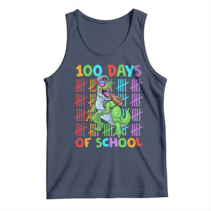 Funny 100 Days Of School T-Rex Dinosaur Tank Top TS11 Navy Print Your Wear