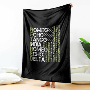 Funny Retired Military Phonetic Alphabet Retirement Throw Blanket Vintage Camouflage Flag TS11 Print Your Wear
