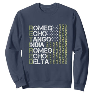 Funny Retired Military Phonetic Alphabet Retirement Sweatshirt Vintage Camouflage Flag TS11 Navy Print Your Wear