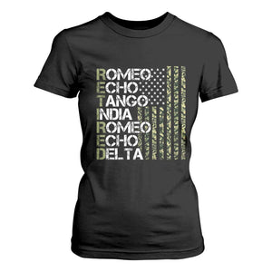 Retired 2025 Military Phonetic Alphabet Retirement T Shirt For Women Vintage Camouflage Flag TS11 Black Print Your Wear