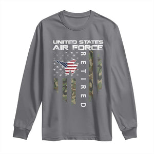 Funny United States Air Force Retired Long Sleeve Shirt Camo American Flag Fighter TS11 Charcoal Print Your Wear