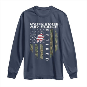 Funny United States Air Force Retired Long Sleeve Shirt Camo American Flag Fighter TS11 Navy Print Your Wear