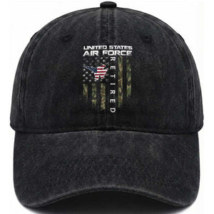 Funny United States Air Force Retired Washed Cotton Baseball Cap Camo American Flag Fighter TS11 Print Your Wear