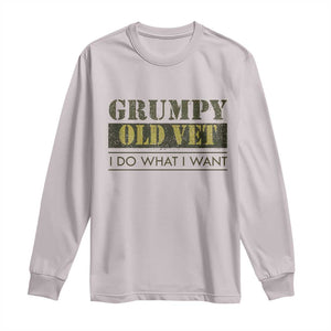 Funny Grumpy Old Vet I Do What I Want Long Sleeve Shirt Military Veteran TS11 Ice Gray Print Your Wear