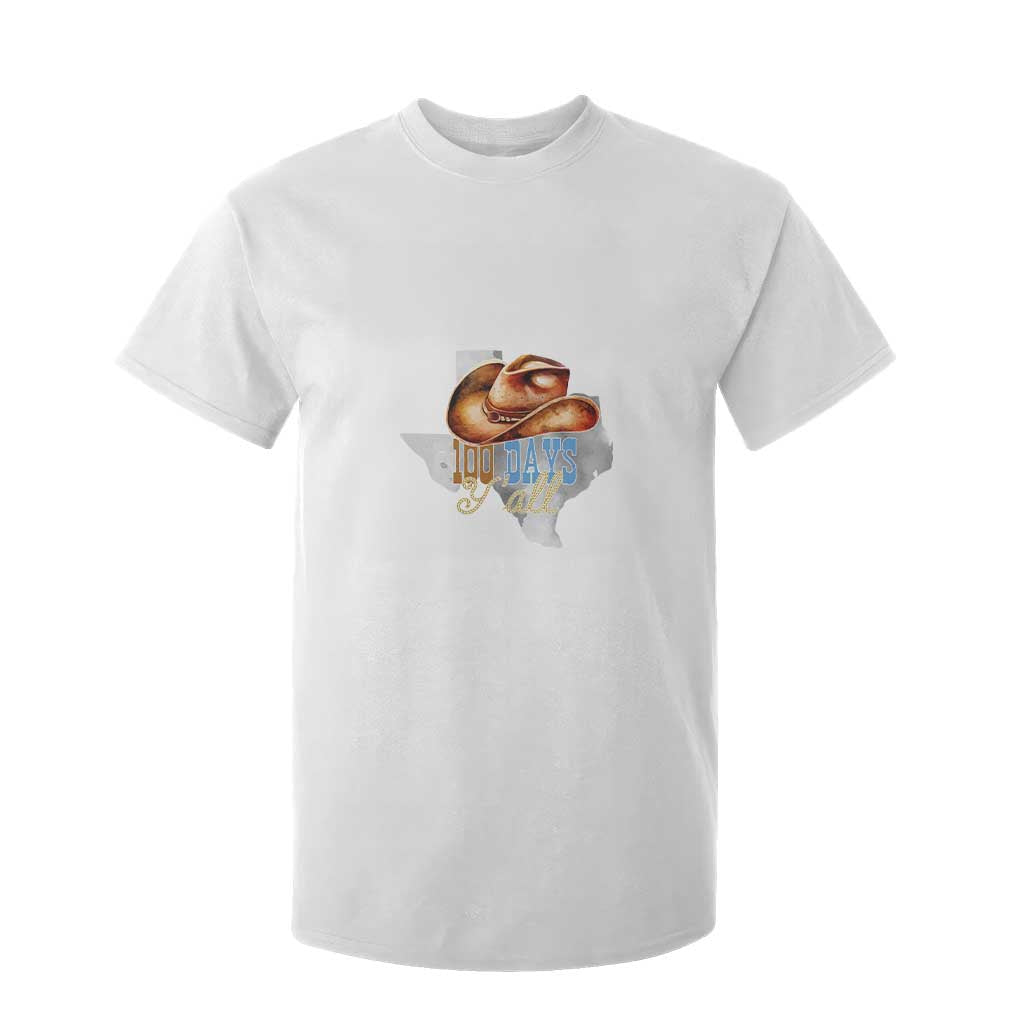 Funny 100th Day Of School Cowboy T Shirt For Kid 100 Days Y'all TX map TS11 White Print Your Wear