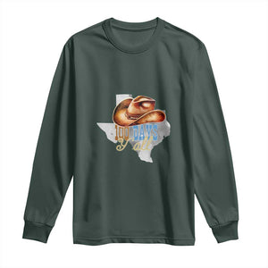 Funny 100th Day Of School Cowboy Long Sleeve Shirt 100 Days Y'all TX map TS11 Dark Forest Green Print Your Wear