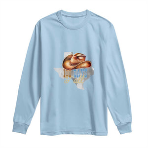 Funny 100th Day Of School Cowboy Long Sleeve Shirt 100 Days Y'all TX map TS11 Light Blue Print Your Wear