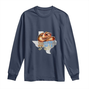 Funny 100th Day Of School Cowboy Long Sleeve Shirt 100 Days Y'all TX map TS11 Navy Print Your Wear