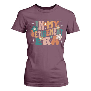 Funny In My Retirement Era T Shirt For Women Retired 2025 Retro Flower TS11 Maroon Print Your Wear