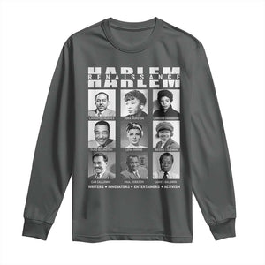 Harlem Renaissance Long Sleeve Shirt Black Writers Innovators Entertainers Activism Black History Month TS11 Dark Heather Print Your Wear