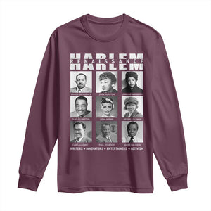 Harlem Renaissance Long Sleeve Shirt Black Writers Innovators Entertainers Activism Black History Month TS11 Maroon Print Your Wear