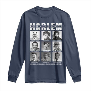 Harlem Renaissance Long Sleeve Shirt Black Writers Innovators Entertainers Activism Black History Month TS11 Navy Print Your Wear