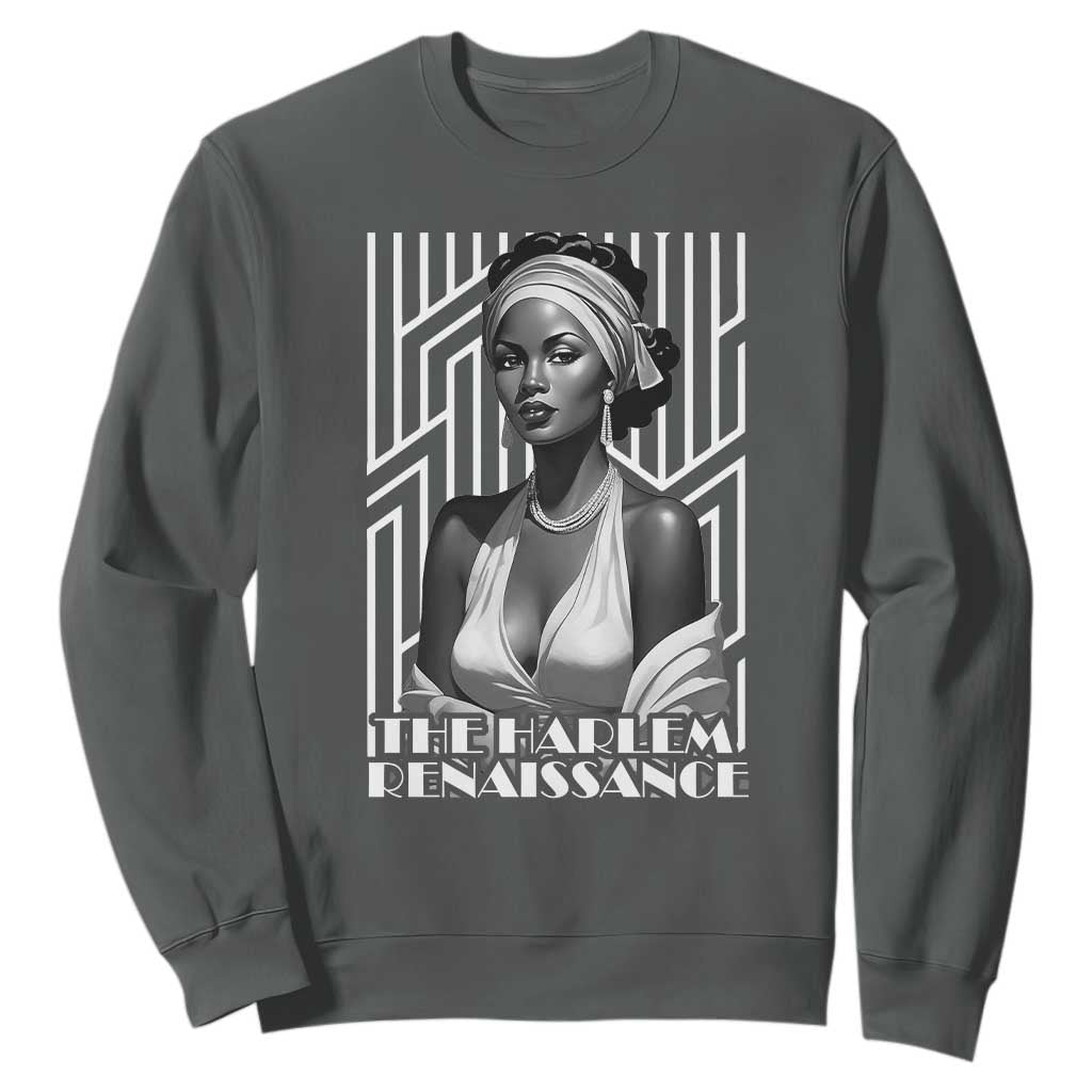 The Harlem Renaissance Sweatshirt Black Woman 1920s Black History Month TS11 Dark Heather Print Your Wear