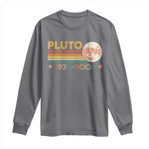 Funny Never Forget Pluto 1930 2006 Long Sleeve Shirt Retro Stripes TS11 Charcoal Print Your Wear