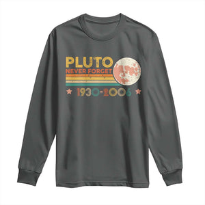 Funny Never Forget Pluto 1930 2006 Long Sleeve Shirt Retro Stripes TS11 Dark Heather Print Your Wear