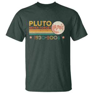 Funny Never Forget Pluto 1930 2006 T Shirt Retro Stripes TS11 Dark Forest Green Print Your Wear