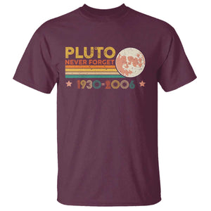 Funny Never Forget Pluto 1930 2006 T Shirt Retro Stripes TS11 Maroon Print Your Wear