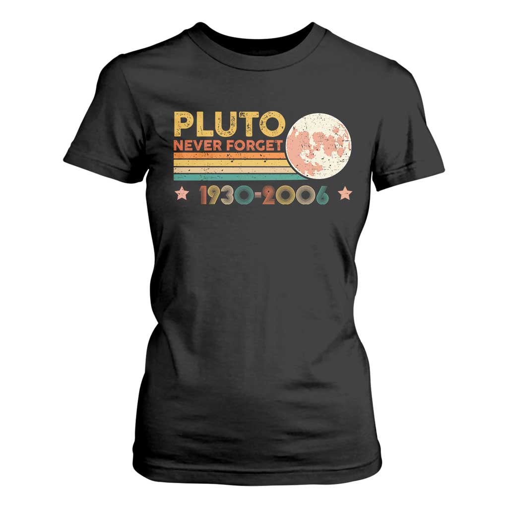 Funny Never Forget Pluto 1930 2006 T Shirt For Women Retro Stripes