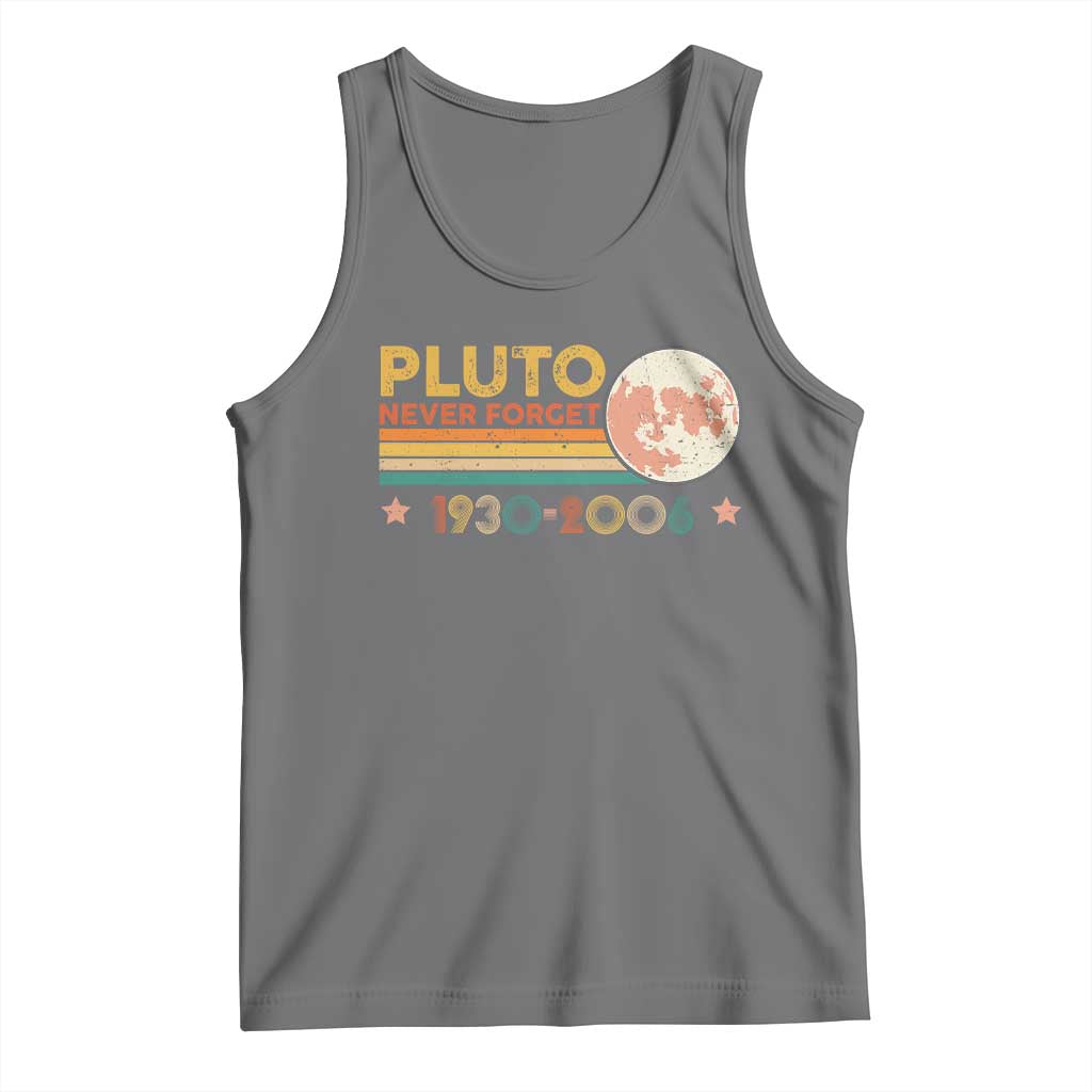 Funny Never Forget Pluto 1930 2006 Tank Top Retro Stripes TS11 Black Heather Print Your Wear