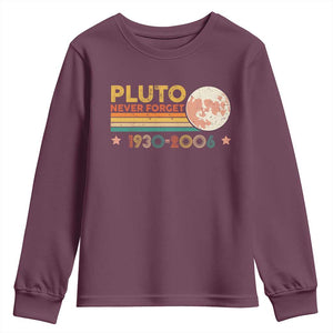 Funny Never Forget Pluto 1930 2006 Youth Sweatshirt Retro Stripes TS11 Maroon Print Your Wear
