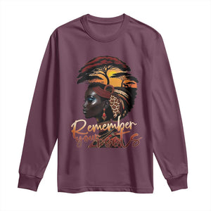 Black History Month Long Sleeve Shirt Remember Your Roots African Safari TS11 Maroon Print Your Wear