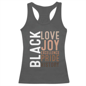 Black Love Joy Excellence Pride History Racerback Tank Top Proud African American TS11 Dark Heather Print Your Wear